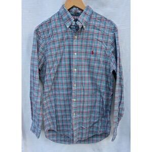 Ralph Lauren Mens Plaid Button Down Dress Shirt Sz M Pony Logo‎ Embroidered